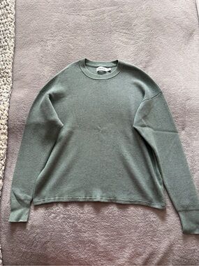 Calvin Klein Light Sage Green Waffle Knit Sweater